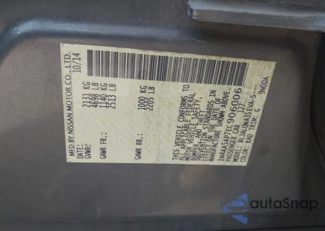 2014 Nissan Maxima 3.5 S from USA, damaged, VIN 1N4AA5AP7EC906006